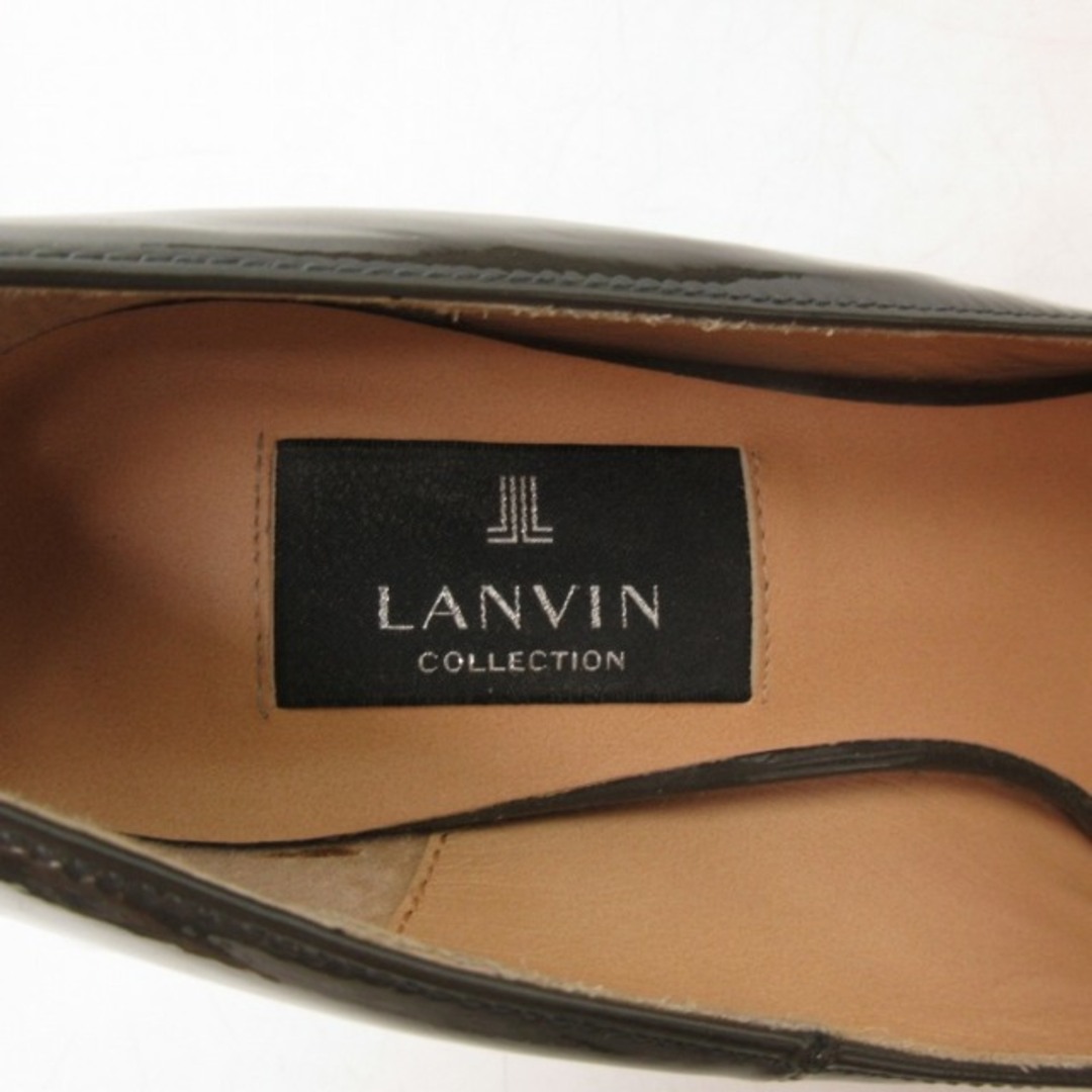 LANVIN(ランバン)のランバン パンプス ヒール アーモンドトゥ レザー エナメル カーキ 23cm レディースの靴/シューズ(ハイヒール/パンプス)の商品写真