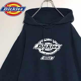 Dickies - 【人気L】ディッキーズ　ロゴ入りパーカー　ネイビー　裏起毛　レディース　K874