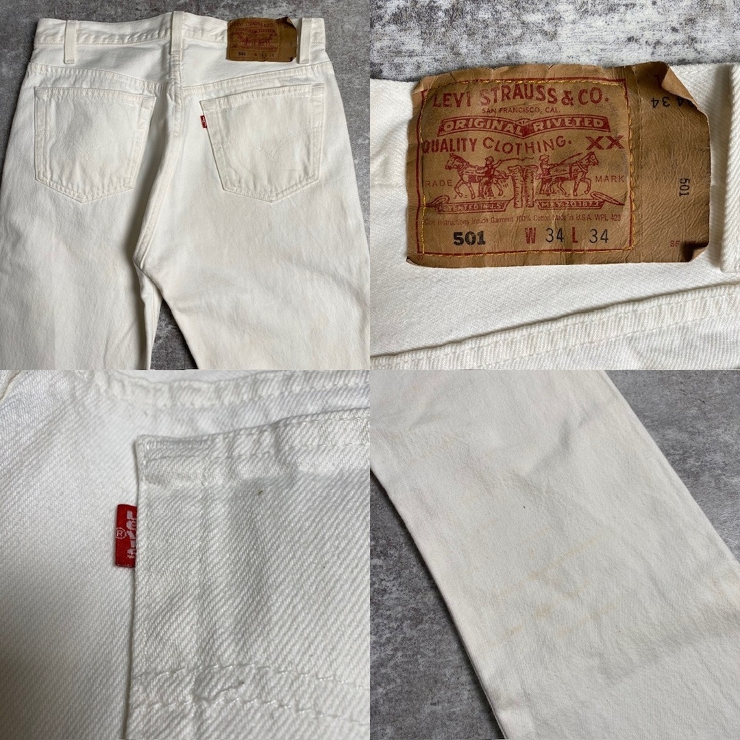 Levi's(リーバイス)の90's Levi's 501 刻印552 USA製 ホワイトデニム スモールe 赤タブ ヴィンテージ 289U メンズのパンツ(デニム/ジーンズ)の商品写真