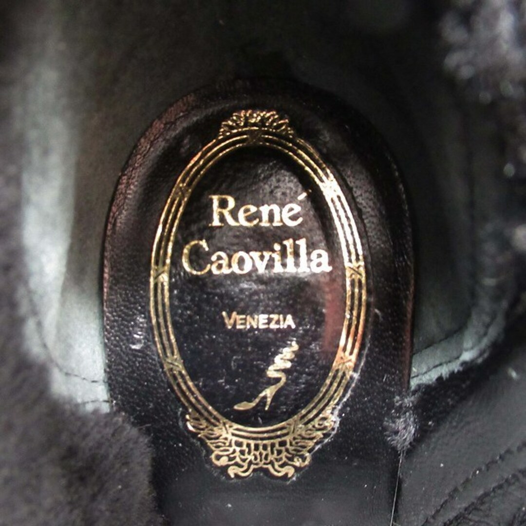 RENE CAOVILLA(レネカオヴィラ)の美品 レネカオヴィラ ムートンレザー ロングブーツ 靴 34/22.0 黒/♪3 レディースの靴/シューズ(ブーツ)の商品写真