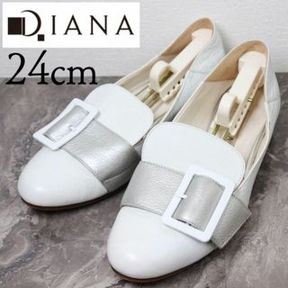 ダイアナ(DIANA)のDIANA ダイアナ 24 シルバー ベルト フラットシューズ バブーシュ(ローファー/革靴)