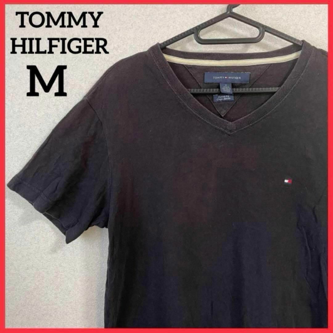 TOMMY HILFIGER(トミーヒルフィガー)の【希少】トミーヒルフィガー 半袖 Tシャツ ワンポイント刺繍 ロゴ 無地 黒 メンズのトップス(Tシャツ/カットソー(半袖/袖なし))の商品写真