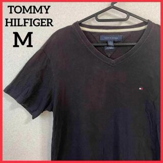 TOMMY HILFIGER - 【希少】トミーヒルフィガー 半袖 Tシャツ ワンポイント刺繍 ロゴ 無地 黒