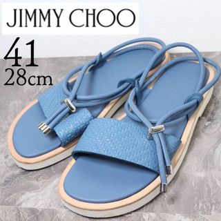 ジミーチュウ(JIMMY CHOO)の【極美品】JIMMY CHOO ジミーチュウ 28 ブルー ストラップ サンダル(サンダル)