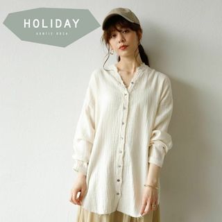 ホリデイ(holiday)のHOLIDAY シャツ ブラウス カットオフダブルガーゼシャツ Free(シャツ/ブラウス(長袖/七分))