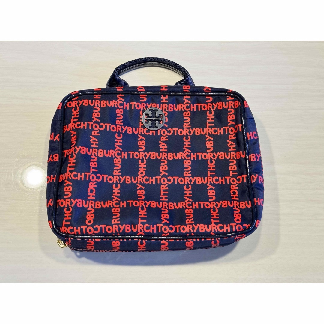 Tory Burch(トリーバーチ)の美品　トリーバーチ　マルチ　ポーチ　ミニ　バッグ　赤　ネイビー レディースのファッション小物(ポーチ)の商品写真