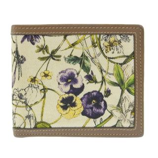 グッチ(Gucci)の【本物保証】 超美品 グッチ GUCCI フローラ 花柄 フラワーモチーフ 二つ折り札入れ キャンバス レザー 225826 2067(財布)