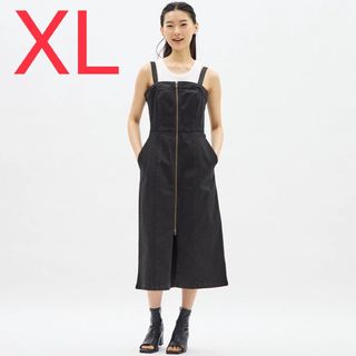 GU - 【新品】GU ジーユー　デニムフロントジップワンピース　ブラック　XL