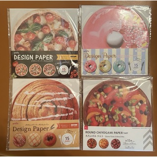 デザインペーパー 折り紙　円形 4種類