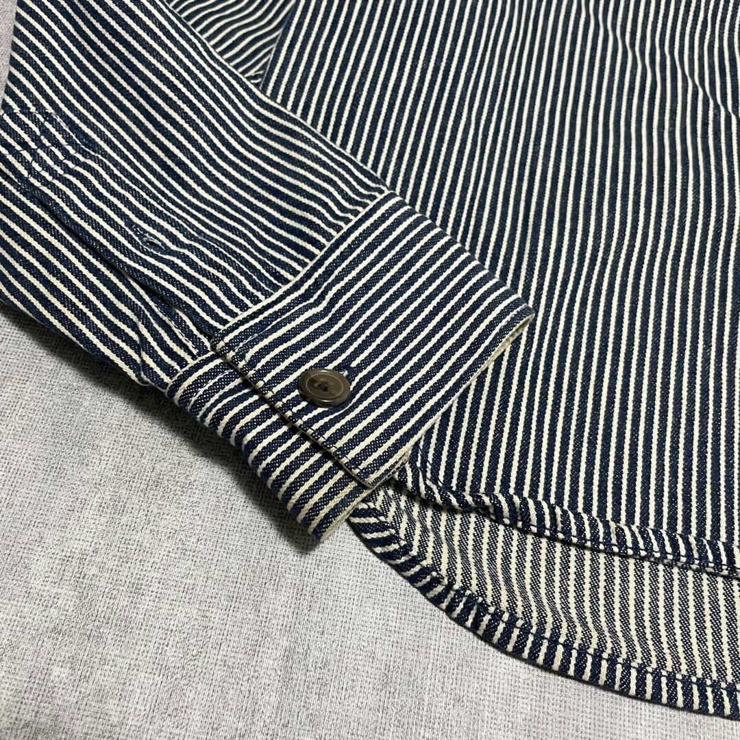 natuRAL vintage(ナチュラルヴィンテージ)のシャツ 長袖 ワッペン 刺繍 ストライプ M ヴィンテージ メンズのトップス(シャツ)の商品写真