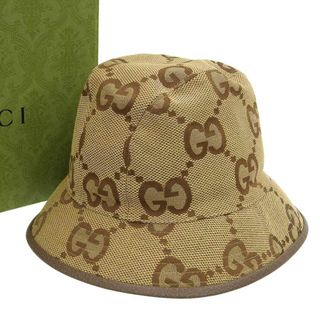 Gucci - 【本物保証】 箱付 新品同様 グッチ GUCCI ジャンボGGキャンバス バケットハット 帽子 L ユニセックス 681256 3HAGJ プレゼント