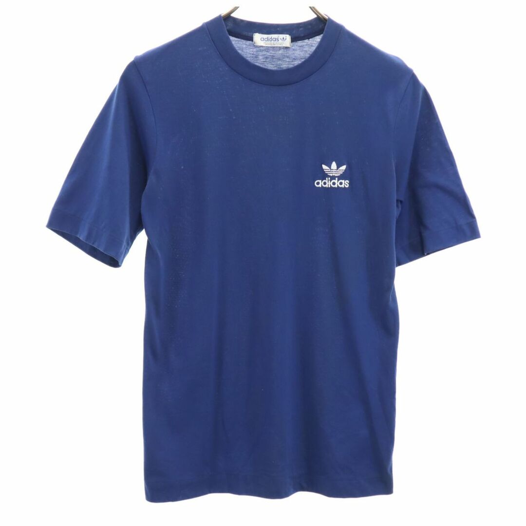 adidas(アディダス)のアディダス 70s 80s デサント製 ヴィンテージ トレフォイルロゴ 半袖 Tシャツ S 青 adidas メンズ 古着 【240327】 メール便可 メンズのトップス(Tシャツ/カットソー(半袖/袖なし))の商品写真