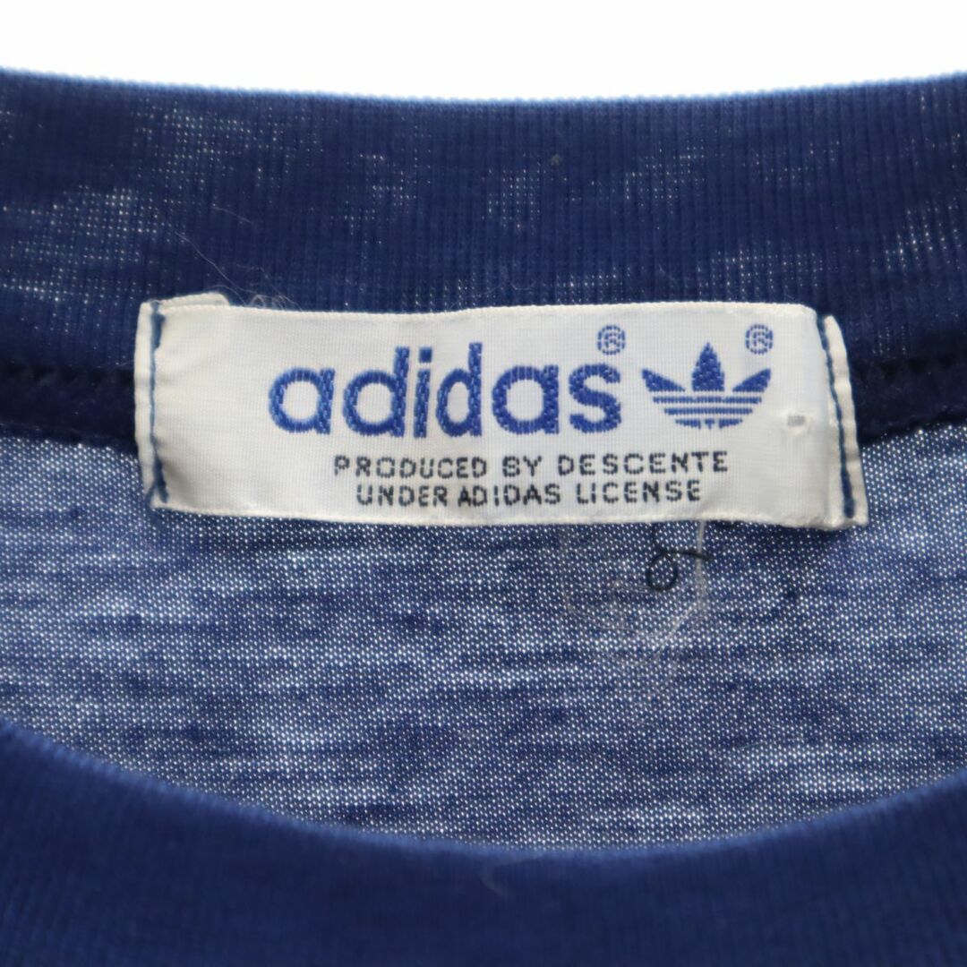 adidas(アディダス)のアディダス 70s 80s デサント製 ヴィンテージ トレフォイルロゴ 半袖 Tシャツ S 青 adidas メンズ 古着 【240327】 メール便可 メンズのトップス(Tシャツ/カットソー(半袖/袖なし))の商品写真