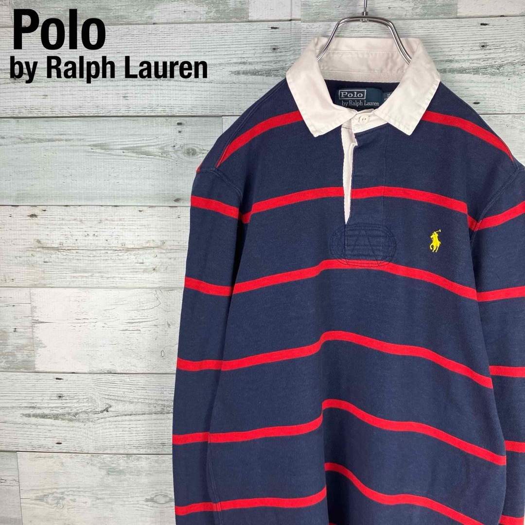 POLO RALPH LAUREN(ポロラルフローレン)のポロラルフローレン ボーダー 刺繍 ポニーロゴ ラガーシャツ ポロシャツ メンズのトップス(ポロシャツ)の商品写真