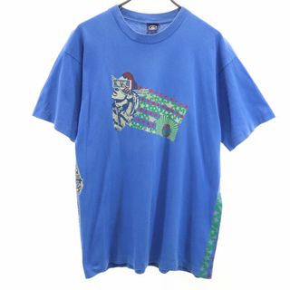 ボルコム 90s USA製 オールド 半袖 Tシャツ L ブルー系 VOLCOM メンズ 古着 【240327】 メール便可