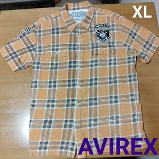 AVIREX - 【№552】✨AVIREX 半袖 ボタン シャツ XL ワッペン チェック柄