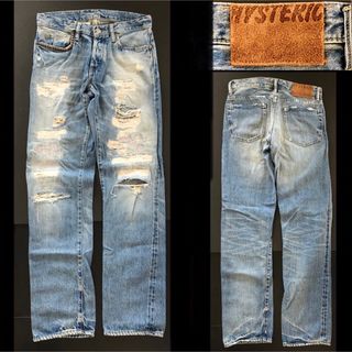 ヒステリックグラマー(HYSTERIC GLAMOUR)のスキャブ クラッシュ★ヴィンテージ ダメージ加工デニム M ヒステリックグラマー(デニム/ジーンズ)