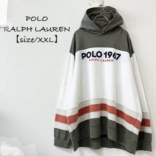 POLO RALPH LAUREN - ラルフローレン★パーカー★フーディー★オフホワイト×オリーブ×オレンジ★XXL