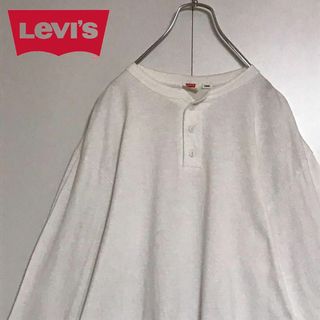 リーバイス(Levi's)の【人気L】リーバイス　ヘンリーネック長袖Tシャツ　ホワイト　オレンジタブK758(Tシャツ/カットソー(半袖/袖なし))