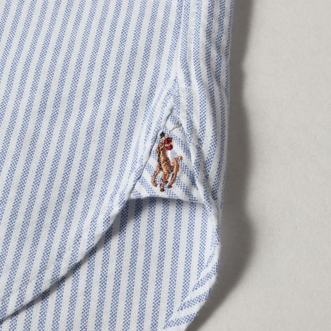 POLO RALPH LAUREN(ポロラルフローレン)のPOLO Ralph Lauren ポロ ラルフローレン シャツ サイズ:15 クレリック ラウンドカラー ストライプ オックスフォード 長袖シャツ  OX SLIM FIT USA製 ホワイト サックスブルー トップス カジュアルシャツ【メンズ】【中古】 メンズのトップス(シャツ)の商品写真