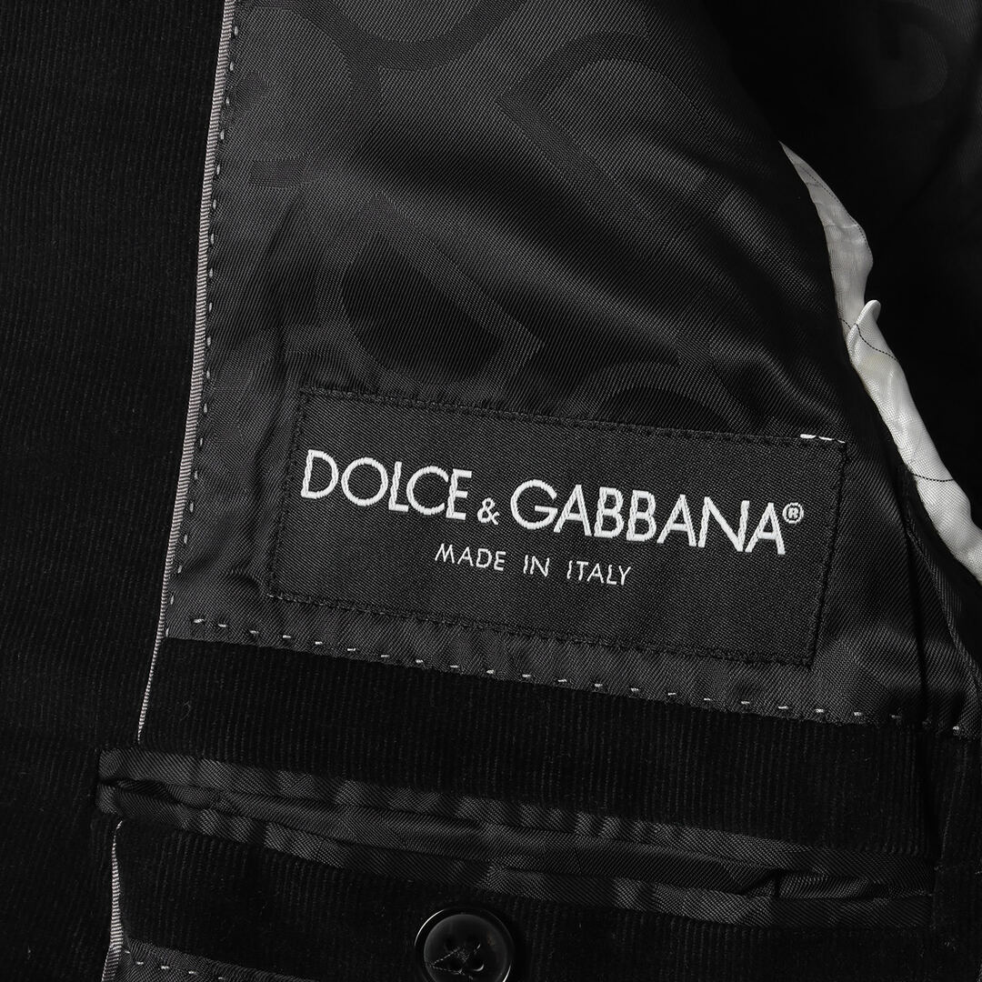 DOLCE&GABBANA(ドルチェアンドガッバーナ)のDOLCE&GABBANA ドルチェ&ガッバーナ サイズ:46 コーデュロイ ナローショールカラー 1B テーラードジャケット & ジレ ベスト & テーパード スラックス パンツ / セットアップ スーツ 細畝 ブラック 黒 イタリア製【メンズ】【中古】 メンズのスーツ(セットアップ)の商品写真