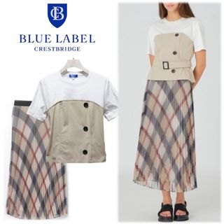 ブルーレーベルクレストブリッジ(BLUE LABEL CRESTBRIDGE)の《ブルーレーベル》新品 チェック ストレッチ セットアップワンピース  36(その他)