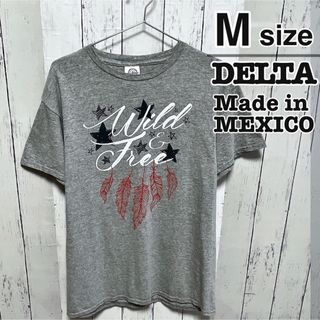 デルタ(DELTA)のUSA古着　DELTA　メキシコ製　Tシャツ　Mサイズ　グレー　プリント　ロゴ(Tシャツ/カットソー(半袖/袖なし))