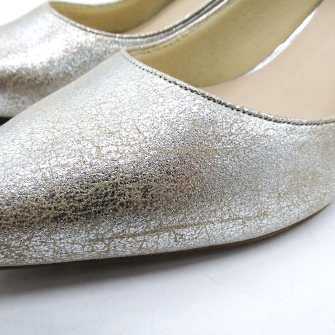 ヌエール パンプス ポインテッドトゥ チャンキーヒール ブランド 靴 シューズ 日本製 レディース 37サイズ シルバー nouer レディースの靴/シューズ(ハイヒール/パンプス)の商品写真