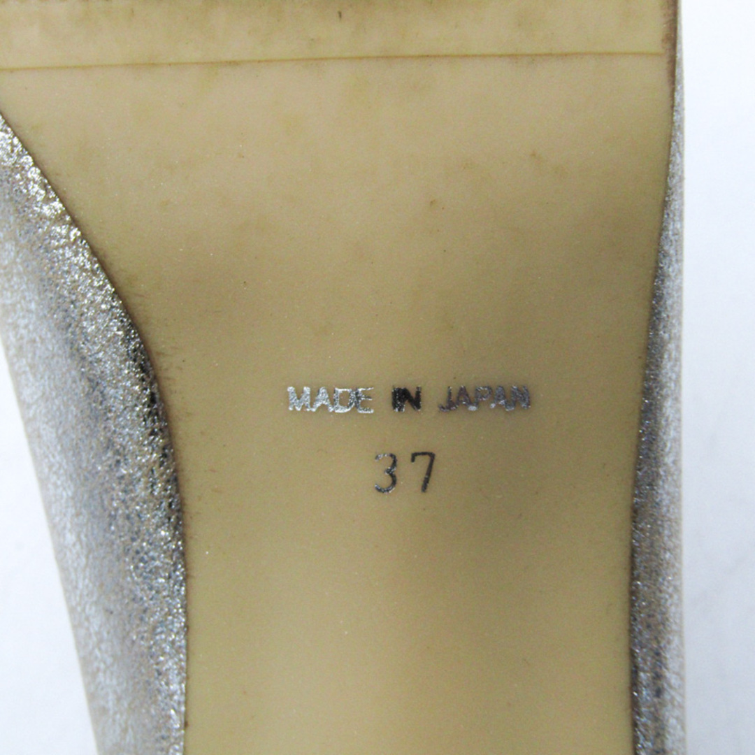 ヌエール パンプス ポインテッドトゥ チャンキーヒール ブランド 靴 シューズ 日本製 レディース 37サイズ シルバー nouer レディースの靴/シューズ(ハイヒール/パンプス)の商品写真