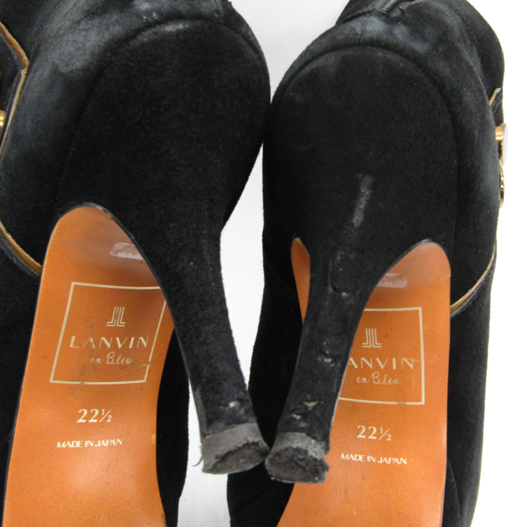 LANVIN en Bleu(ランバンオンブルー)のランバンオンブルー ショートブーツ ハイヒール ブランド 靴 シューズ 日本製 黒 レディース 22.5サイズ ブラック LANVIN en Bleu レディースの靴/シューズ(ブーツ)の商品写真