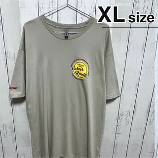 USA古着　Tシャツ　XL　グレー　イエロー　プリント　ロゴ　オーバーサイズ(Tシャツ/カットソー(半袖/袖なし))