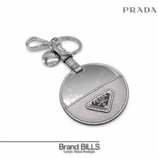 プラダ(PRADA)の未使用品 プラダ ラウンドミラー キーホルダー キーリング サフィアーノ メタル シルバー 鏡 非売品 2023年 ホリデーコレクショ(キーホルダー)