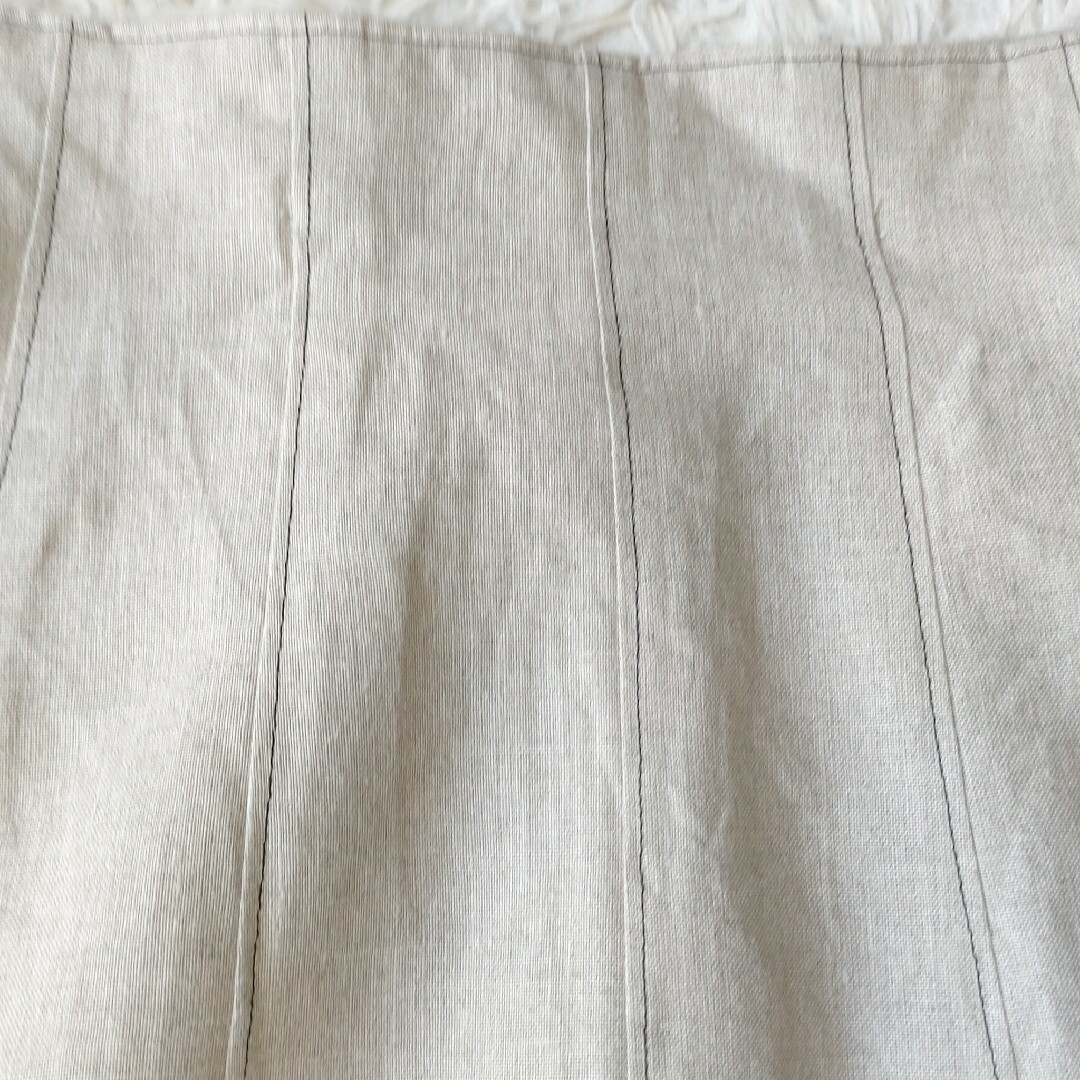 Noble(ノーブル)の【ノーブル】リネンステッチワークハイウエストスカート 36 ベージュ レディースのスカート(ロングスカート)の商品写真
