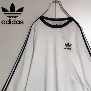 アディダス(adidas)の【人気定番】アディダス　刺繍ロゴ入り長袖Tシャツ　ネイビースリーラインK759(Tシャツ/カットソー(半袖/袖なし))