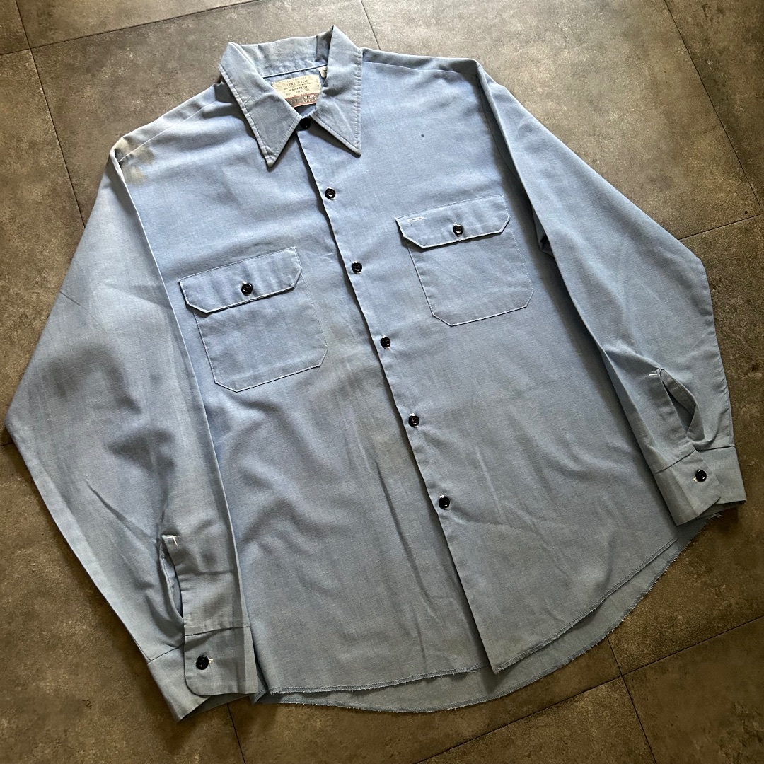 70s80s sears シアーズ ワークシャツ USA製 L ライトブルー メンズのトップス(シャツ)の商品写真