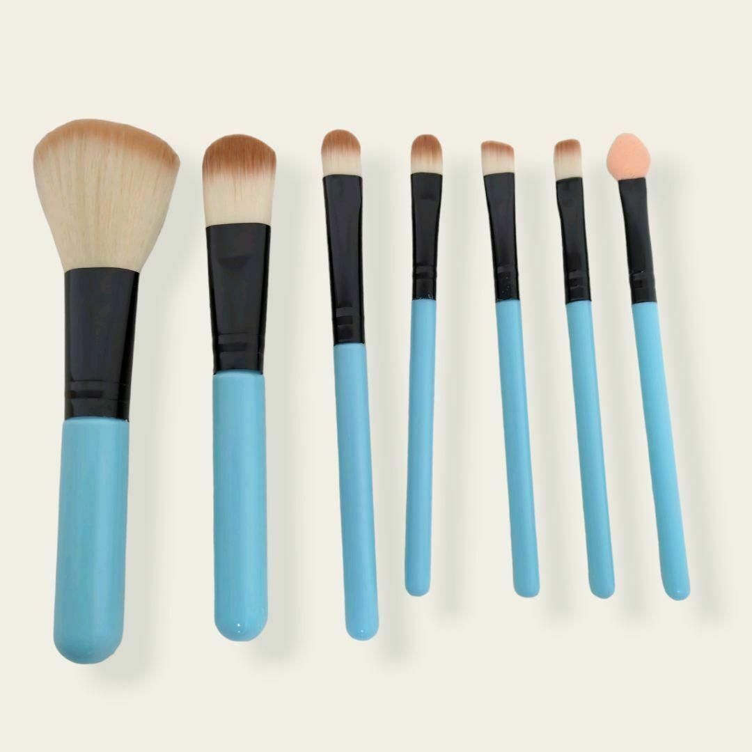 【7PCS BRUSH SET】新品メイクブラシ7本セット　新生活応援　ブルー コスメ/美容のメイク道具/ケアグッズ(ブラシ・チップ)の商品写真