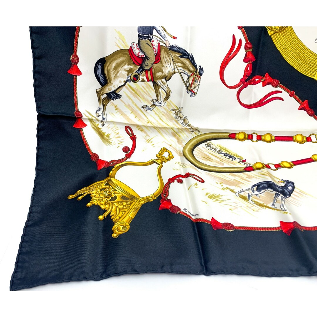 HERMES - HERMES エルメス カレ90 Pampa パンパ 大草原 犬 馬 黒 HERMES - HERMES エルメス カレ90 Pampa パンパ 大草原 犬 馬 黒