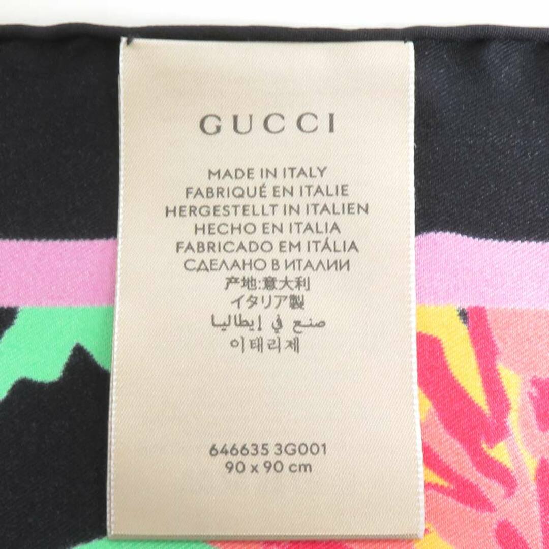 Gucci(グッチ)のグッチ GUCCI スカーフ シルク ブラック/マルチカラー レディース 送料無料【中古】 e58410a レディースのファッション小物(バンダナ/スカーフ)の商品写真