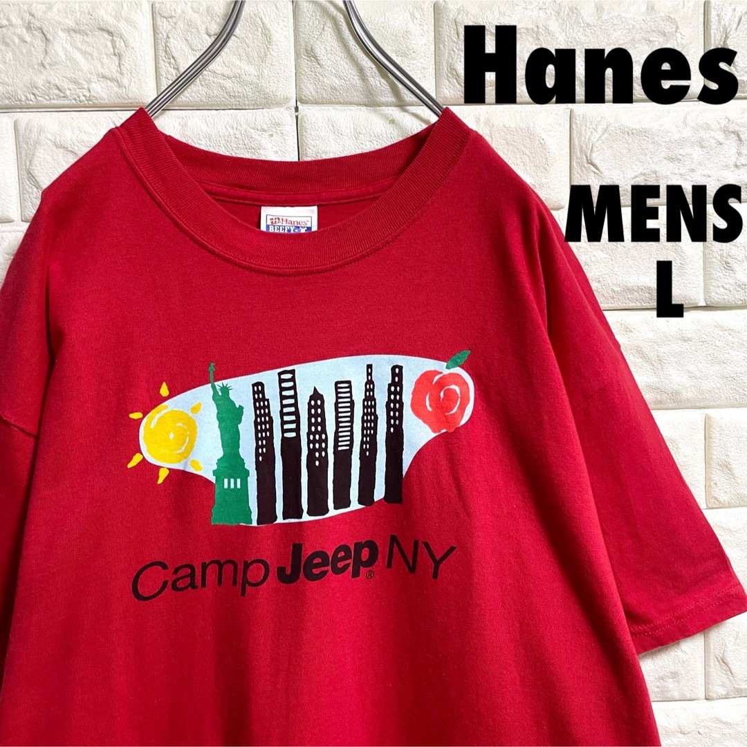 Hanes(ヘインズ)のヘインズ　半袖Tシャツ　JEEP NYプリント　メンズLサイズ メンズのトップス(Tシャツ/カットソー(半袖/袖なし))の商品写真