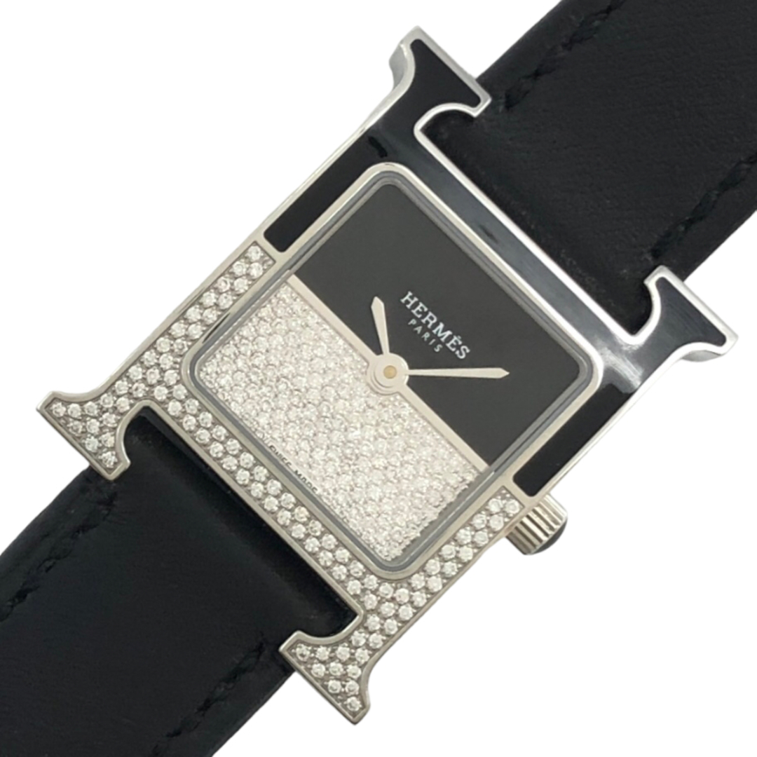 HERMES - 　エルメス HERMES Hウオッチドゥブルジュー HH1.233 SS/レザー クオーツ レディース 腕時計