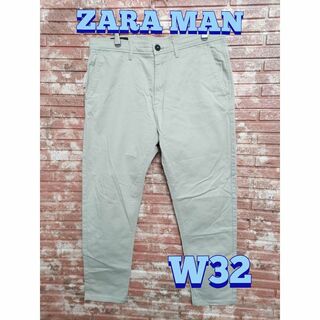 ザラ(ZARA)のZARA MAN ストレッチ スリムフィット パンツ オフホワイト  W32(チノパン)