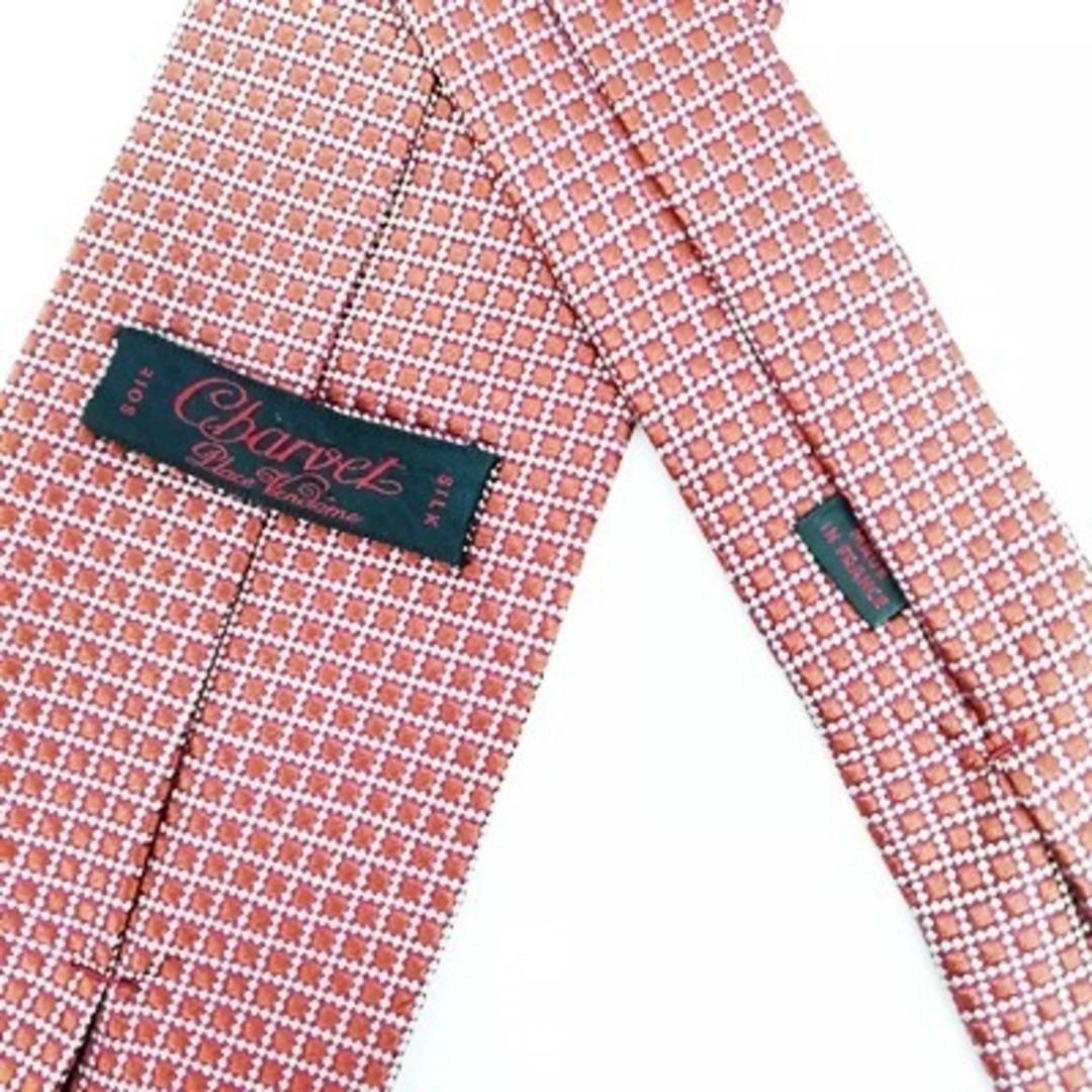 シャルベ ネクタイ レギュラータイ チェック シルク フランス製 ボルドー系 メンズのファッション小物(ネクタイ)の商品写真