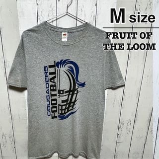 フルーツオブザルーム(FRUIT OF THE LOOM)のFRUIT OF THE LOOM　Tシャツ　グレー　フットボール　USA古着(Tシャツ/カットソー(半袖/袖なし))