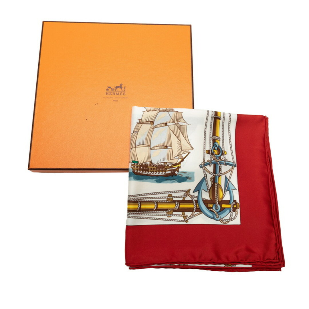 Hermes(エルメス)のエルメス カレ90 Navires D'EUROPE VOILES, MIXTES ET VAPEUR 船 スカーフ シルク レディース HERMES 【222-43656】 レディースのファッション小物(バンダナ/スカーフ)の商品写真