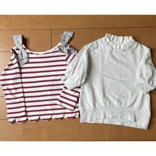 プティマイン(petit main)のプティマイン　スカラップ ボーダー  tシャツ まとめ売り　リボン　フリル(Tシャツ/カットソー)