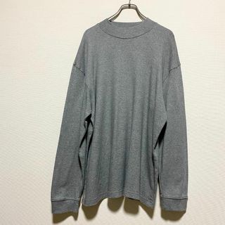 ヴィンテージ(VINTAGE)のアメリカ古着　モックネック　長袖　Tシャツ　ロンT　無地　Lサイズ　P383(Tシャツ/カットソー(七分/長袖))