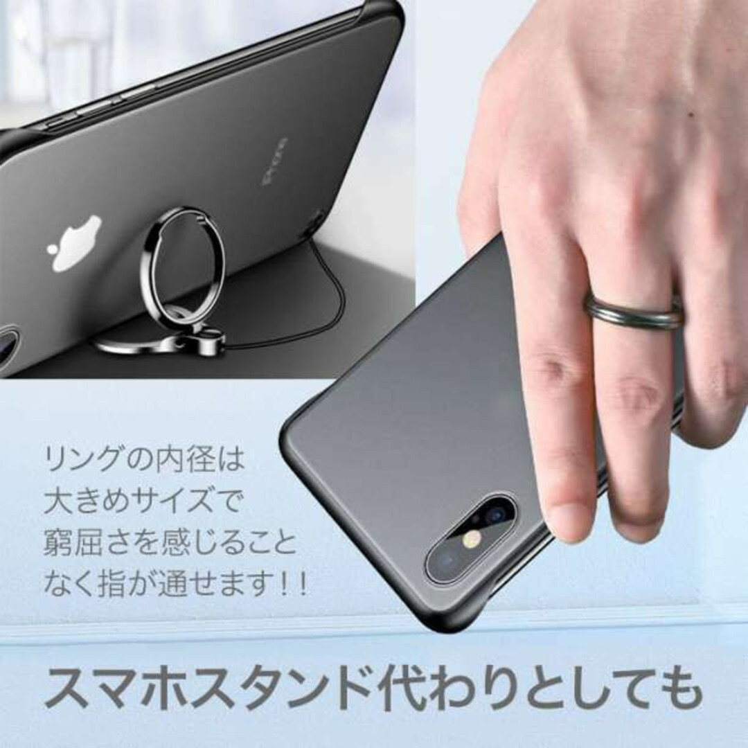 スマホリング ストラップ フィンガーホルダー スタンド 落下防止 ブラック 黒 スマホ/家電/カメラのスマホアクセサリー(ストラップ/イヤホンジャック)の商品写真