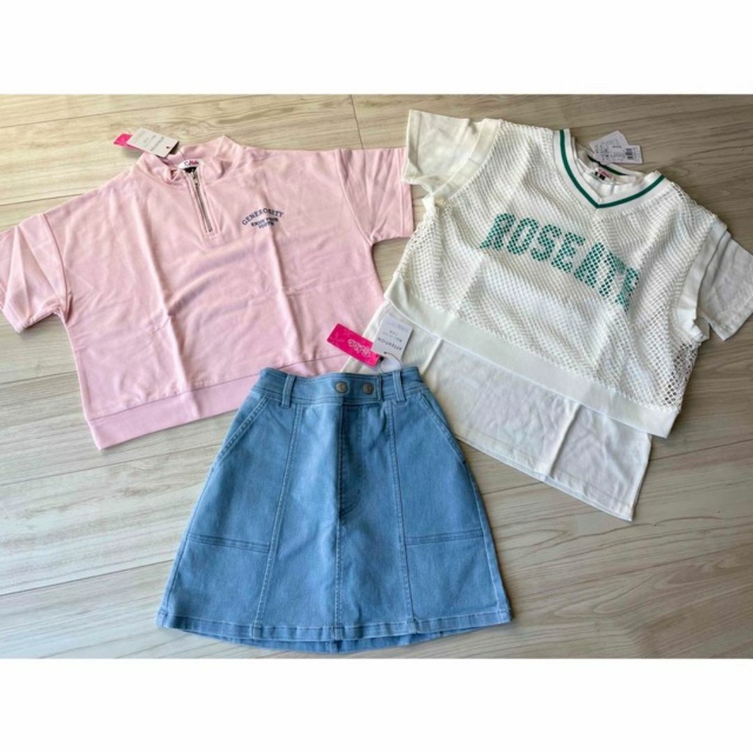 PINK-latte(ピンクラテ)のピンクラテ✨トップス2着とスカートセット夏150 キッズ/ベビー/マタニティのキッズ服女の子用(90cm~)(Tシャツ/カットソー)の商品写真