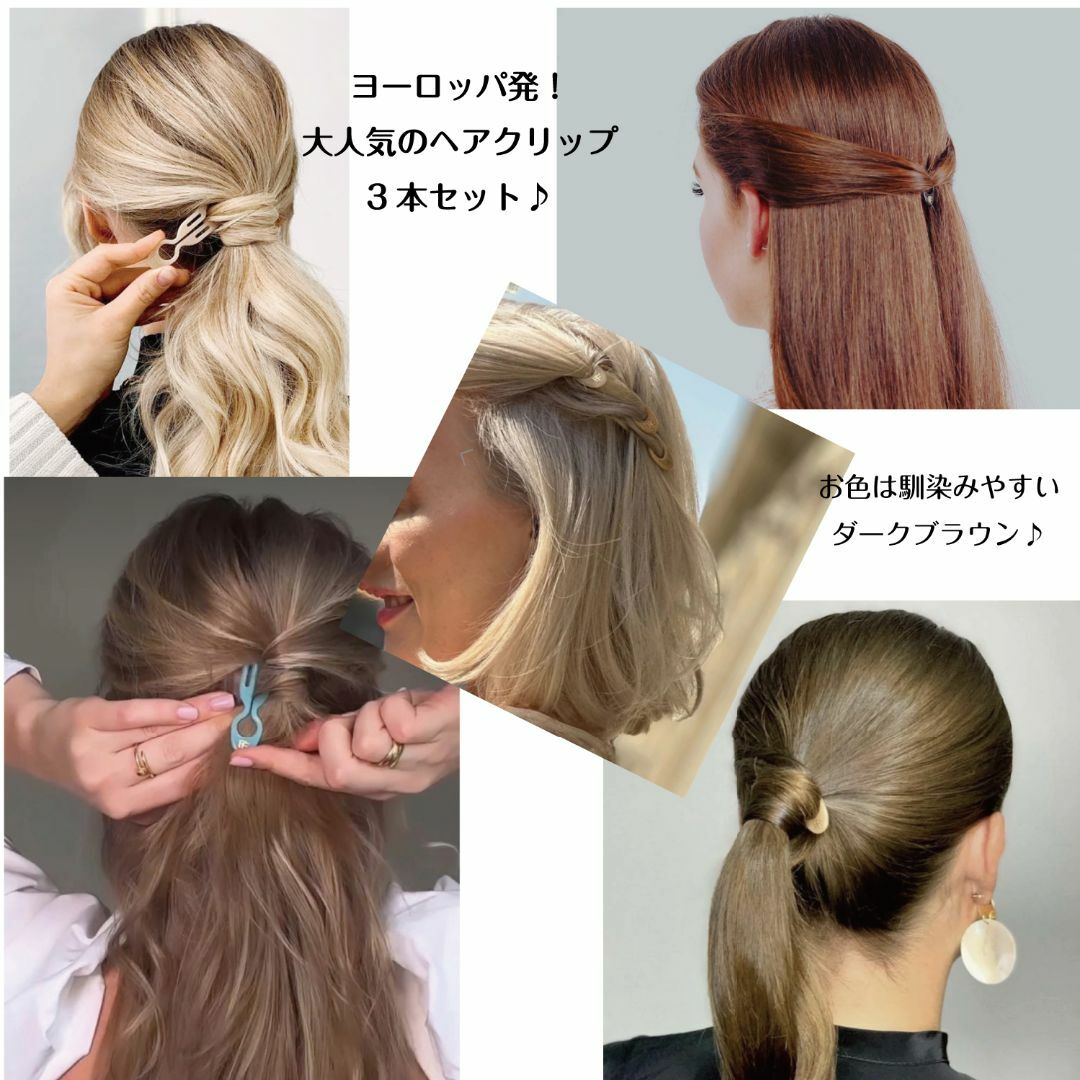 ヨーロッパ発！大人気ヘアピン　3本セット（Fiona Franchimon） レディースのヘアアクセサリー(ヘアピン)の商品写真