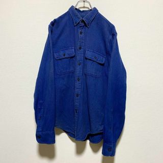 アバクロンビーアンドフィッチ(Abercrombie&Fitch)のアメリカ古着　アバクロ 長袖 シャツ　ネルシャツ　ブルー　ボタンダウン A127(シャツ)